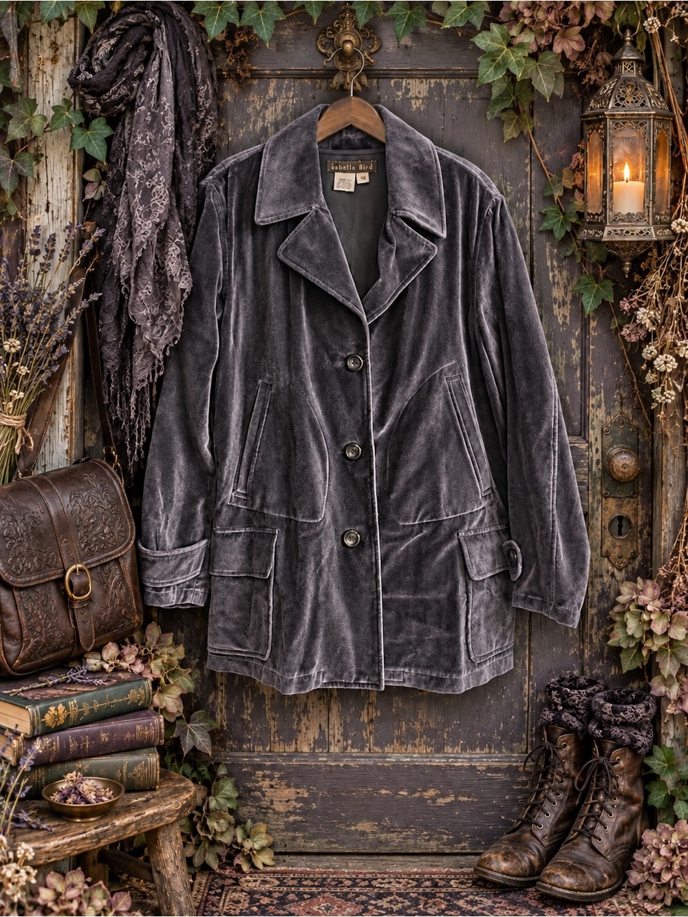 Isabella Bird Velveteen Chore Coat 16 Plum Purple Whimsigoth Cotton Jacket